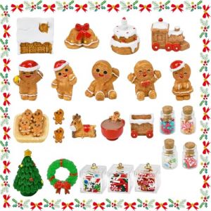 FuxFuis 28 PCS Ornements Miniatures Noël, Figurine de Noël Miniature, Décoration de Noël Miniature, Mini Figurine Noël, Miniature de Résine pour Maison de Poupée, Bricolage, Fée Jardin (CREDÍVEL E CRUCIAL - UNIPESSOAL LDA, neuf)