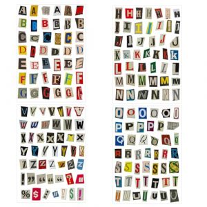 DOPENSPI 181 pi&egrave;ces/4 feuilles autocollantes lettres autocollantes multicolores vintage lettres autocollantes r&eacute;sistantes aux intemp&eacute;ries pour scrapbooking, journal, album photo (subtle fragrance, neuf)