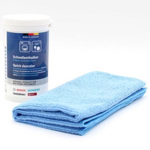 (Kit d'entretien) D&eacute;tartrant rapide pour lave-linge et lave-vaisselle + chiffon en microfibre compatible avec Bosch, Siemens, Gaggenau, Neff 00312330-250g D&eacute;tartrant - Accessoires, pi&egrave;ces d&eacute;tach&eacute;es (PakTrade, neuf)