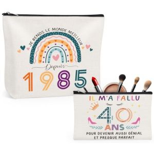 Giftota Cadeau Femme 40 Ans, 2 Pack Trousse Maquillage Femme Trousse de Toilette Voyage, Cadeau Anniversaire 40 Ans Femme (Giftota FR, neuf)