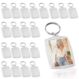 20Pcs Porte-Clés Photo Vierge en Acrylique Double Face, Porte Clef Photo Cadre à Insérer Encliquetable, Porte-Clés Porte-Photo Transparent avec Anneau Brisé pour Cadeau Famille Amis (ZhiHaoXiang, neuf)