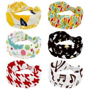 Lot de 6 bandeaux pour femme, texture feuille color&eacute;e, bandeau large et tendance, bandeau &eacute;lastique crois&eacute;, turban pour le sport, l'entra&icirc;nement (Galens, neuf)