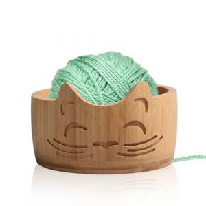 Hinourisha Bol de laine en bois - 17 x 10 cm bol à laine, Grand bol en laine à tricoter, bobinoir à laine, bol tricot - pour laine crochet, laine crochet, accessoires tricot -Couleur bois d'origine (SplendidViewsUS, neuf)