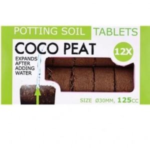 Lot de 12 Pastilles de Terreau Compressé en Fibre de Coco - Diam 3cm - Gonfle jusqu'a 125cm Cube - Fleur Jardin - 452 (✅Abrakado✅, neuf)