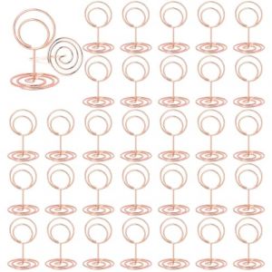 ZYEKIU 30 Pièces Or Rose Porte Nom Table, Porte Photo Pince, Porte Photo sur Pied, Porte Cartes de Table pour Mariages, Porte Numero de Table, pour Mariage Noël Banquets Fêtes Saint Valentin (Rond) (RUIYIDZ, neuf)