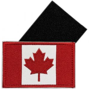 Patch Canada Scratch Drapeau Canadien Brodé | Ecusson Militaire Feuille d'Érable | Rouge Blanc 8x5 cm (Atodaleche, neuf)