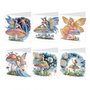 JISHSHAY 6 PCS Diamond Painting Carte Joyeux Anniversaire Elfe F&eacute;e Diamant Painting Cartes de Voeux Champignons Peinture Diamant Greeting Cards Broderie Point de Croix Birthday Card avec Enveloppe (PUTIBUTUI-EU, neuf)