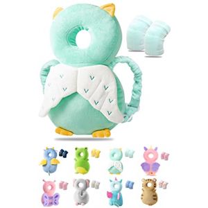 JEJA Coussin de Protection de Tête de Bébé, Réglable Casque Bebe Anti Choc Protection de La Tête Oreiller de Ssoutien, Convient pour 4-24 mois - Hibou et Protège Genoux Bébé (YongYiDa, neuf)