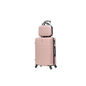 CELIMS - Grande Valise de Voyage avec Vanity Trousse de Toilette 30cm Rose Gold Rigide à 4 roulettes Légère Taille Soute 23kg 75cm Femme | Valise Grande Taille avec 4 Roues 75cm | Valise Rose Femme (CELIMS, neuf)