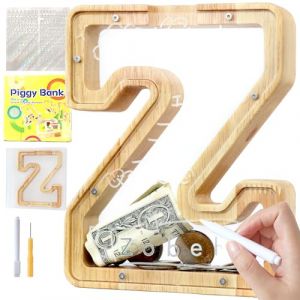 Lakpopya Tirelire en Bois pour Enfant Tirelire Cochon Personnalis&eacute;e de Lettres A &agrave; Z Tirelire Billet Transparente Cr&eacute;ative pour Cadeau D&eacute;coration Bapt&ecirc;me pour Fille Garcon (Z) (Never fail, neuf)