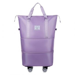 Sac de voyage &agrave; roues &agrave; roues &agrave; d&eacute;chirure Duffel Design extensible des compartiments multiples &agrave; grande capacit&eacute; &agrave; grande capacit&eacute; Violet clair (kilnbright, neuf)