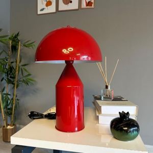amyum Lampe de Chevet à Champignon en Métal, Lampe de Bureau avec Câble, Abat-Jour de 30 cm pour Chambre d'Enfant et Adulte, Lustre Salon Rétro Mushroom Rouge (bamyum, neuf)