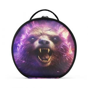 Paresseux De Feu Abstrait Violet Créativité Trousse Sac Cosmétique Circulaire de Maquillage Pochette Sacs avec Cloisons Amovibles pour Voyage Filles (HULAHULA, neuf)
