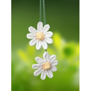KIAYOO Pendentif de R&eacute;troviseur de Voiture Marguerite Tricot&eacute;e, D&eacute;coration Voiture Mignonne pour R&eacute;troviseur, Accessoire Int&eacute;rieur Voiture Cadeau d'Anniversaire No&euml;l Nouvel An pour Filles Femmes Amies (KIAYOO, neuf)