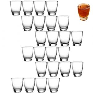 ACONDE 24 PCS Verres shooter, 35ml/3cl Verre à Shot Réutilisable en Verre, Petits Verres à Liqueur, Gina Shot, Gobelets, pour Vodka, Whisky, Tequila, Expresso, Liqueur (YKMY-EU, neuf)