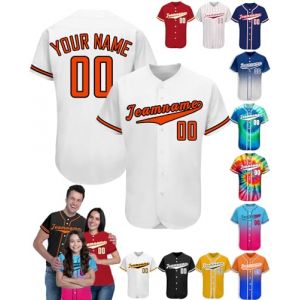 Maillot Baseball Personnalis&eacute; Chemise Baseball Shirt avec Pr&eacute;nom Num&eacute;ro Logo Cadeau Personnalisable pour Homme Femme Enfant, S-4XL (Lokfun, neuf)