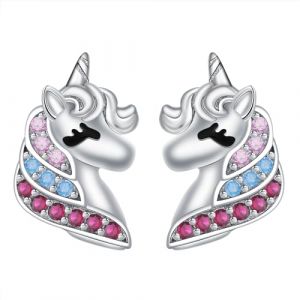 BerriBling Boucles d'oreilles Licorne Argent Sterling 925 - Boucles d'oreilles Filles/Femmes,Original Bijoux Cadeau pour Femmes Filles Enfants (BerriBling, neuf)