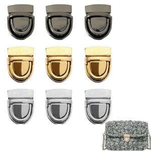 9 pcs Fermoir pour Sac, Bouton de Fermeture pour Sac à bandoulière, Serrure pour création réparation de Sac à Dos Porte Monnaie Cartable Valise Coffret en Cuir fermoir sac a main (UAB WSVLKE LT, neuf)