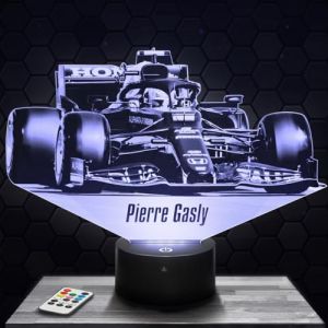 Lampe de chevet, Veilleuse Tactile Formule 1 P. Gasly F1 Lampe 3D LED illusion, Idée cadeau Noël anniversaire garçon et fille Lampe de nuit chambre d'enfant ou adulte (Lampephoto-fr, neuf)