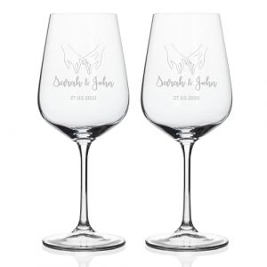 Wanapix | Pack 2 Verres à Vin Personnalisés | Verre à Vin en cristal gravés | Pack de Verres à Vin en cristal Bohème personnalisables par gravure | Hands (Wanapix, neuf)