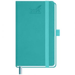 BEZEND Petit Agenda 2026 Semainier de Poche 15,5 x 9 cm, janvier &agrave; d&eacute;cembre 2026 (12 mois) avec Couverture Rigide en Cuir PU, Turquoise (Bezend, neuf)