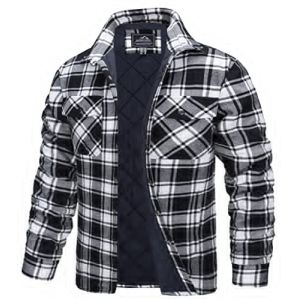 TACVASEN Veste de B&ucirc;cheron Matelass&eacute;e pour Homme Chemise de Travail D&eacute;contract&eacute;e en Flanelle a Carreaux Manches Longues,Noir,XXL (TACVASEN-EU, neuf)