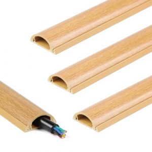 SWAWIS 10 Pi&egrave;ces 100x3x1.2cm Goulotte Passe Cable Sol, Grain de Bois Goulotte Electrique, PVC Goulotte Passe Cable Autocollante pour Cacher C&acirc;bles du Bureau de l'&Eacute;cole &agrave; Domicile (Smawis, neuf)