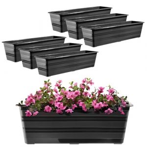 KADAX Lot de 6 x 60 cm - Jardinière de balcon en plastique résistant aux intempéries - Anthracite (KADAX, neuf)