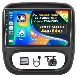 [4+64GB] Inefala Android 15 Autoradio 2 Din pour Renault Trafic 2014-2023 Opel Vivaro 2014-2019, 9 Pouces &eacute;cran Tactile Poste Radio avec Wireless Carplay Android Auto GPS WiFi RDS Cam&eacute;ra de Recul Mic (Inefala EU, neuf)