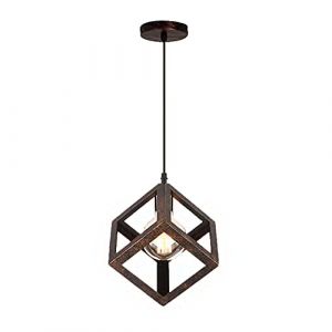 TOKTOP Lustre Moderne Forme Cube Suspension Luminaire G&eacute;om&eacute;trique Style M&eacute;tal E27 Plafonnier D&eacute;c Lampe de Plafond pour Enfant Chambre Ado Salon, Rouille (Arbodary, neuf)