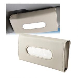 JNNJ Bo&icirc;te &agrave; Mouchoirs Voiture, Bo&icirc;te De Mouchoirs pour Pare-Soleil De Voiture, Distributeur Mouchoir Rectangulaire Porte Mouchoir, Multifonction Bo&icirc;tes &agrave; Mouchoir en Cuir PU pour Voiture(Beige) (KJHmaoyi, neuf)