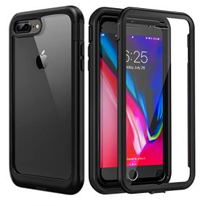 seacosmo Coque iPhone 7+ Plus, Coque iPhone 8+ Plus, Antichoc Housse [avec Protège-écran] Full Body Protection Etui Transparent Integrale Simple Bumper Case Compatible avec iPhone 7/8 Plus-Noir (seacosmo FR, neuf)