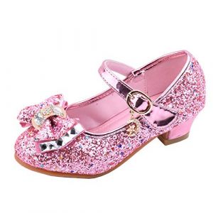 BOTCAM Chaussures à talons princesse à paillettes pour fille - Sandales à talons hauts - Chaussures de princesse à paillettes - Chaussures de princesse - Chaussures pour enfants - Cosplay - Mary Jane (sgrfxghrd, neuf)