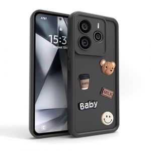 PanXCase Coque pour Xiaomi Redmi Note 14 5G - &Eacute;tui 3D Ourson Sourire Motif D&eacute;sign Cute Silicone, Protection Cam&eacute;ra Filles Femmes Antichoc Housse (Black) (PanXuan, neuf)