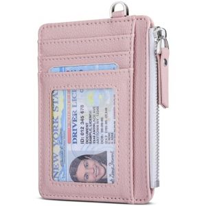 Teskyer Portefeuille Femme, Porte Carte Bancaire, Petit Portefeuille Femme, Porte Cartes de Credit, Cuir PU, RFID, avec Fermeture &eacute;clair, contenir Jusqu&rsquo;&agrave; 8 Cartes, Minimaliste, Rose (Shamall EU, neuf)