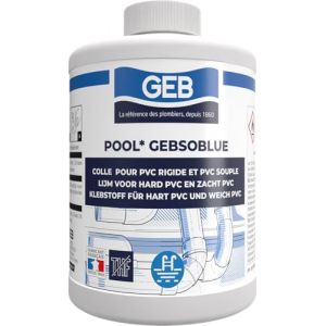 GEB Colle PVC spécial piscine jaccuzzi irrigation Gebsoblue 1L pour assembler canalisations et raccords en PVC. Sans THF (Anjou Connectique, neuf)