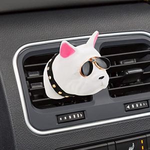 Diffuseur d'huiles essentielles d'aromath&eacute;rapie de Bouledogue fran&ccedil;ais avec lunettes de soleil De Voiture Aromatherapy, Voiture D&eacute;sodorisant de Diffuseur Parfum Clip pour Voiture, Salon, Bureau, Blanc (Mxcwir EU, neuf)