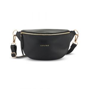 Sac &agrave; Hanche Expatri&eacute; Alice Small Noir - Sac Banane en Cuir V&eacute;g&eacute;tal pour Festival, Voyage et Vie Quotidienne - D&eacute;perlant (Ecom-Brands, neuf)