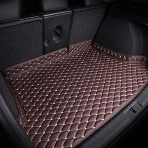 SANNITOU Cuir Tapis Coffre Voiture pour Seat Ateca 2016-2020 2021 2022 2023,Antidérapant Imperméable Protection Coffre Voiture Cargaison Doublure IntéRieure Accessoires,Coffee Beige (suiyueheng, neuf)