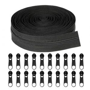 Xmart 2 pièces Fermeture Eclair au Metre Séparable Noir Fermeture Eclaire 10m N°5 Maille Glissière avec 20 Curseurs de Fermeture Eclair pour Bricolage Couture Loisirs Créatifs (MEIZHEN, neuf)