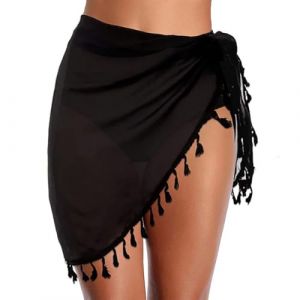 OHREN Jupe de plage, sarong, wrap de plage avec franges, jupe maillot de bain femme, 1 pièce, pour femme, en mousseline de soie (whyqiqi, neuf)
