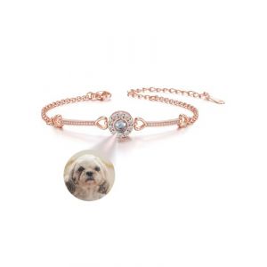 Jovivi Bracelet Femme Personnalisé Photo, Bijoux Avec Image Projection Cadeau pour Couple Copine Maman Ami Famille pour Anniversaire (Or Rose) (kaenmis, neuf)