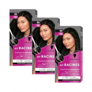 Schwarzkopf - Lot de 3 Kit Racines - Coloration Racines Cheveux Permanente - Enrichie d’une huile nourrissante - Couverture Cheveux Blancs - Retouche entre 2 Colorations - Noir R5 (PENNGUIN-FR, neuf)