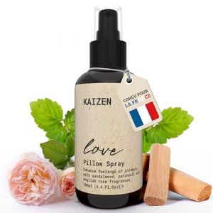 Kaizen&reg; Parfum d'Ambiance et Brume d'Oreiller au Bois de Santal, Patchouli & Rose Anglaise - 3 Huiles Essentielles &Eacute;nergisantes 100% Pures & Naturelles - Brume Oreiller Revigorante et &Eacute;pic&eacute;e, 100ml (Vivere GmbH, neuf)