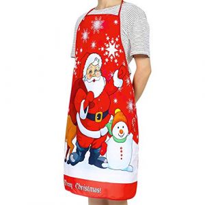 Tablier de Noël Renne Père Noël Tablier de cuisine humoristique Tabliers de cuisine Nouveauté Tablier de cuisine Tablier de cuisson Chasuble pour Chef Hommes Femmes Restaurant Home Dinner Party (XINCHIUK, neuf)