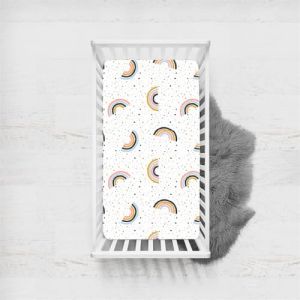 Odot B&eacute;b&eacute; Drap Housse, Draps Housses B&eacute;b&eacute; Enfants en Microfibre imprim&eacute;, Extensible Doux Respirant Prot&egrave;ge Matelas Compatible pour Berceau, Couffin et Nacelle (Boho arc-en-ciel E,65x95cm) (Odot, neuf)