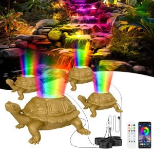 OSREE Eclairage Bassin Nuit avec 12V Transformateur et Timer, 6W Spot pour Bassin avec Contrôle APP, IP68 Étanche Lumière LED Submersible pour Fontaine Cascade Jardin Aquatique Set 4 (XLOM-EU, neuf)