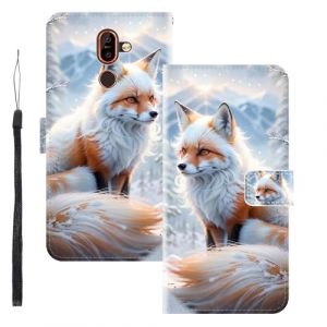 WUACYEAMING Coque pour Nokia 7 Plus,Protection Housse en Cuir PU Portefeuille &agrave; Rabat Motif Cover Kickstand Bumper Antichoc [Fentes pour Cartes] Le Renard (WUACYEAMING, neuf)