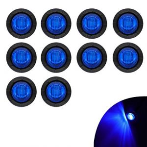 KYYET Lot de 10 voyants latéraux arrière à LED de 3/4" pour camions, remorques, marqueurs de cabine, marqueurs de camping-car, bandes lumineuses LED marine pour bateaux, feu stop stop 12 V (Bleu) (KYYET, neuf)