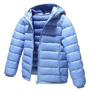 L SERVER Doudoune Enfant Gar&ccedil;on &agrave; Capuche Chaud Coupe-vent Manteau Fille El&eacute;gante L&eacute;g&egrave;re Veste Sport Blouson Hiver V&ecirc;tements, Bleu Clair, 14-15 ans (LSERVER, neuf)